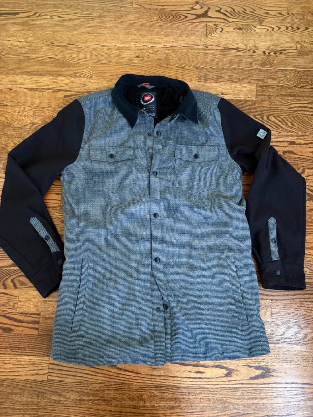 MENS 686 SHERPA DIVIDE JACKET Mens Large wool/corduroy/Sherpa lined Black Gray